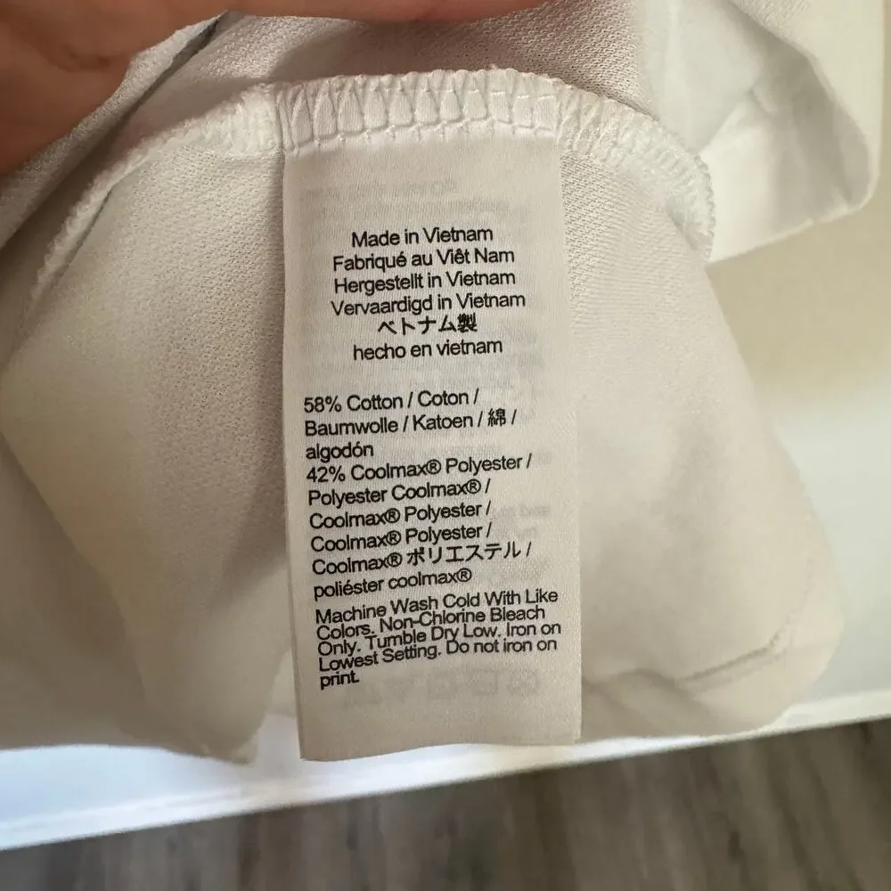 J.Crew White Performance Polo Mens L Short Sleeve Coolmax Stretch Athletic Shirt